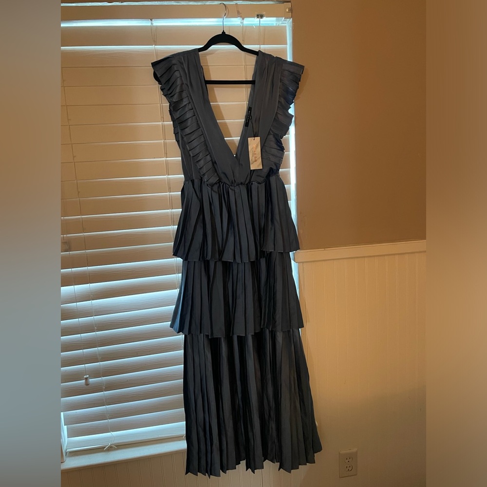 NWT Strut And Bolt Blue Ruffle Long Dress